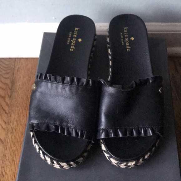 Kate Spade Zahara black espadrille slides size 6.5 - Picture 6 of 11